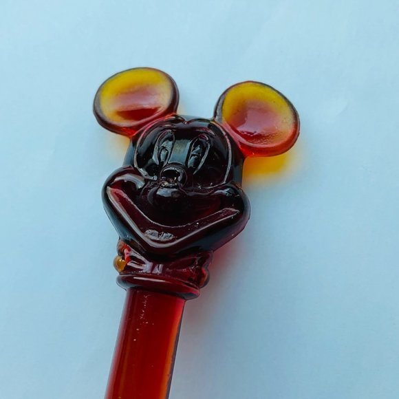 Vintage Disney Amberina Red Glass Mickey Mouse Bottle Stopper 4” Collectible - Picture 6 of 9